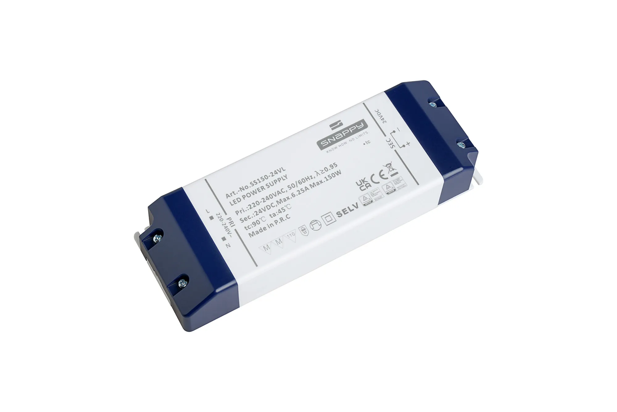 SS150-24VL  150W Constant Voltage Non-Dimmable LED Driver 24VDC  6.25A  IP20.